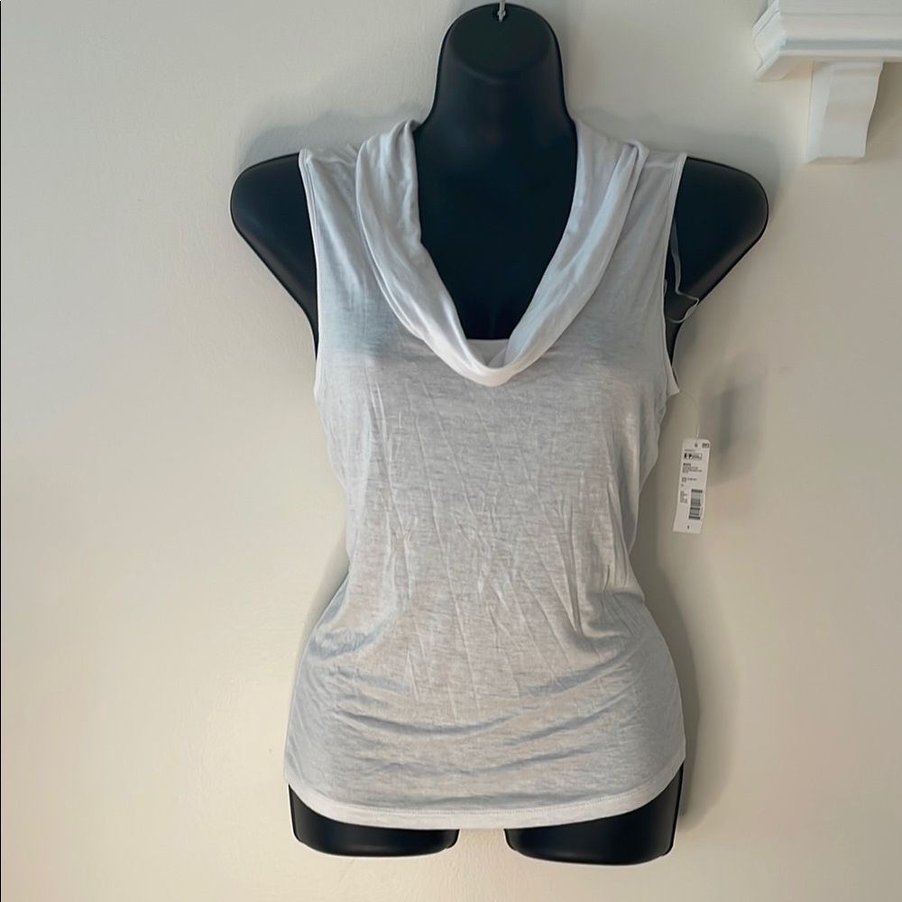 Metaphor White loose fit Cowlneck Sleeveless Tank Top